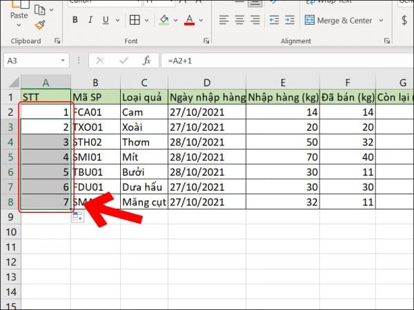 Cách kéo số thứ tự trong Excel tự nhảy 