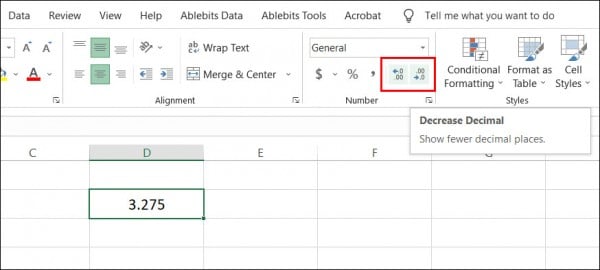 Cách làm tròn số trong Excel sau dấu phẩy 