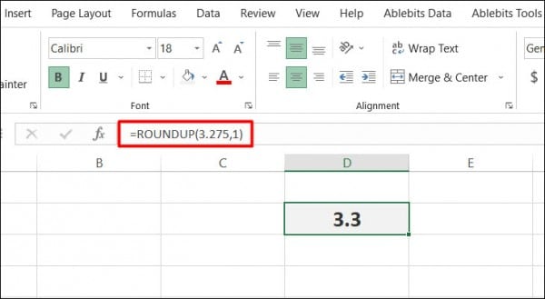 Cách làm tròn số trong Excel sau dấu phẩy 