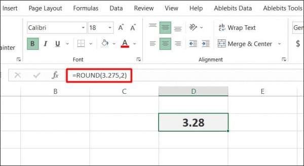 Cách làm tròn số trong Excel sau dấu phẩy 