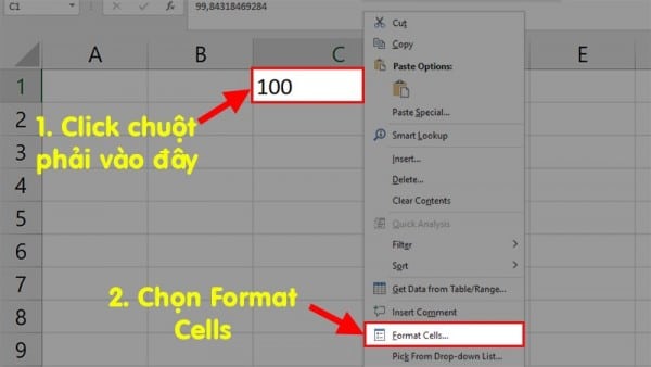 Cách lấy số không làm tròn trong Excel