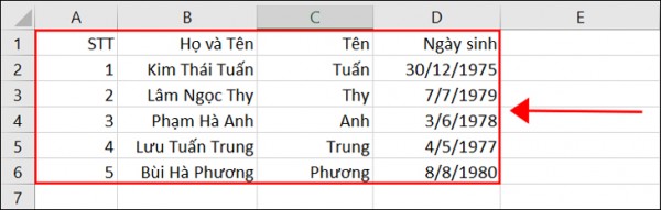 Cách sort theo a b c trong Excel 