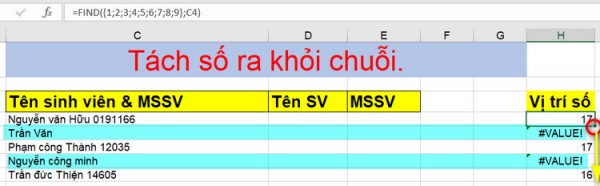 Cách tách tên và số trong Excel 