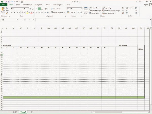 Hướng dẫn cách tạo bảng chấm công trong excel