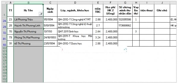 Hướng dẫn cách tìm tên trong Excel