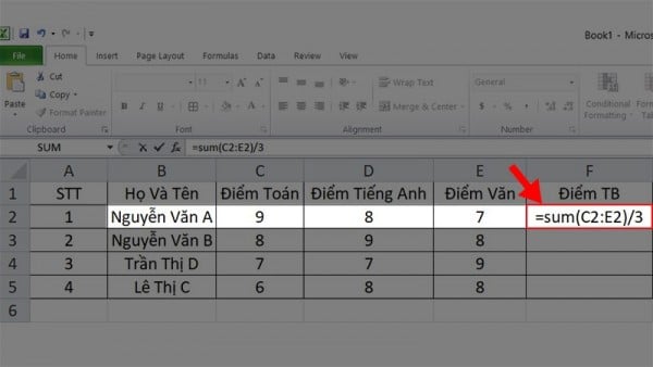 Hướng dẫn cách tính trung bình trong Excel 