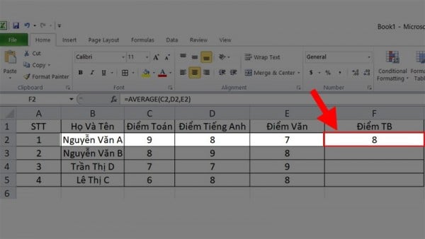 Hướng dẫn cách tính trung bình trong Excel 
