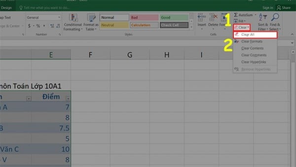 Hướng dẫn cơ hội xóa bảng nhập Excel 
