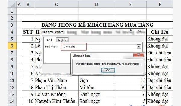 Ctrl + F trong Excel không tìm được? 