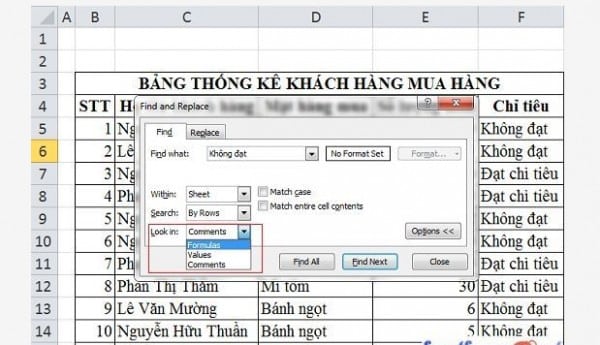 Ctrl + F trong Excel không tìm được? 