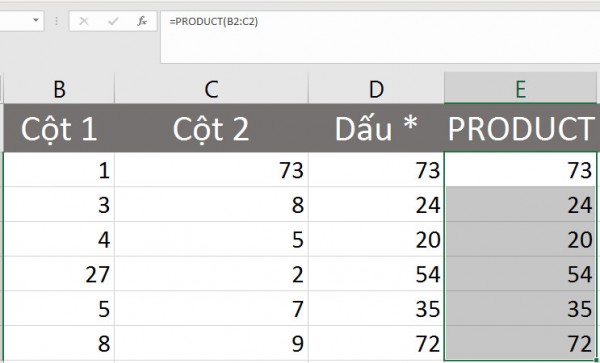 Hàm nhân 2 cột trong Excel