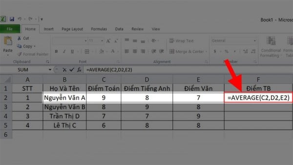 Hàm tính trung bình có điều kiện trong Excel 