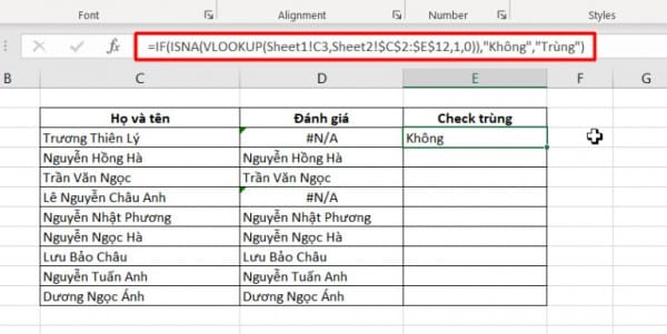 Cách dùng hàm VLOOKUP lọc trùng 