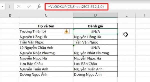 Cách dùng hàm VLOOKUP lọc trùng 