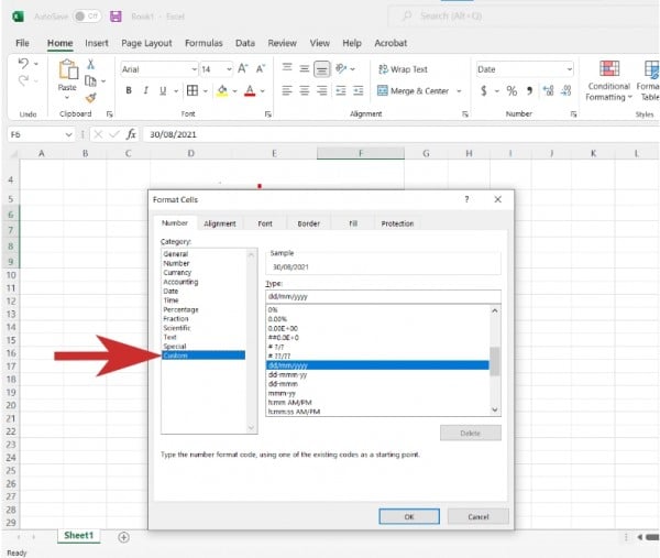 Cách định dạng ngày tháng năm tùy chỉnh trong Excel 