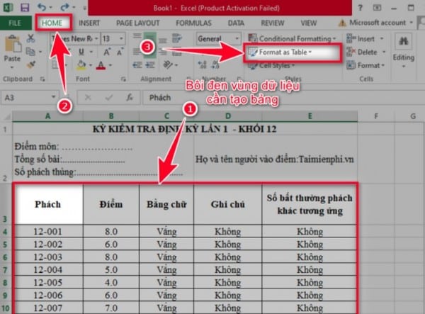 Cách tạo bảng phức tạp trong Excel 