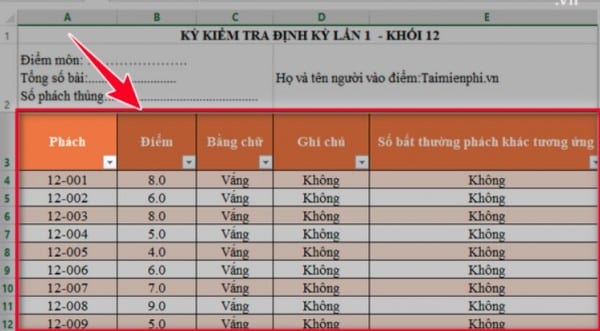 Cách tạo bảng phức tạp trong Excel 