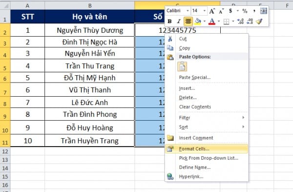 Cách viết số 0 trong Excel tùy chọn định dạng số 