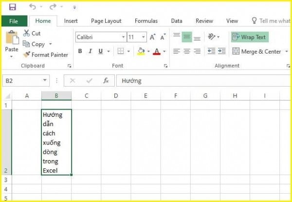 Cách xuống dòng trong Excel 