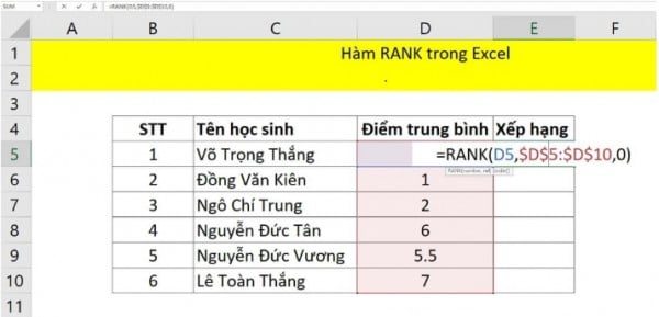 Hàm sắp xếp thứ tự có điều kiện