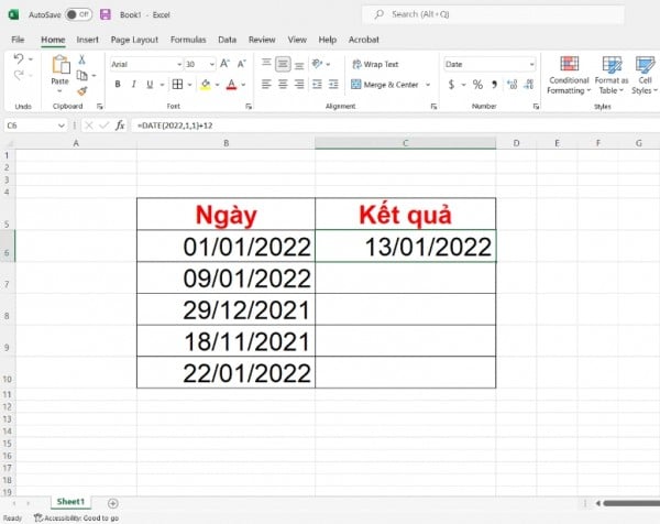 Cách tính ngày trong Excel giữa 2 mốc thời gian 