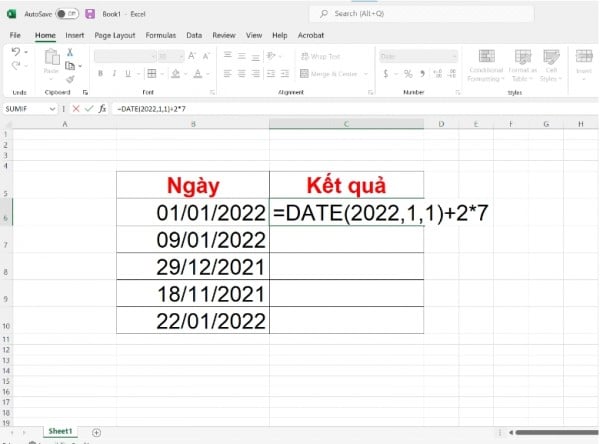 Cách tính ngày trong Excel giữa 2 mốc thời gian 