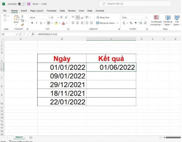 Cách tính ngày trong Excel giữa 2 mốc thời gian 