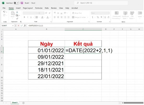 Cách tính ngày trong Excel giữa 2 mốc thời gian 