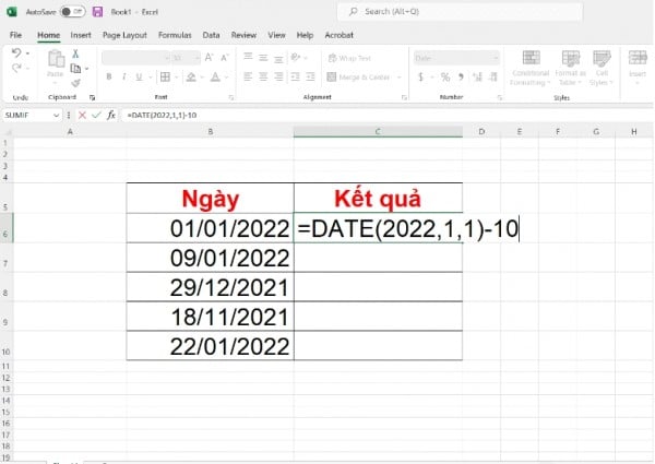 Cách tính ngày trong Excel giữa 2 mốc thời gian 