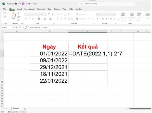 Cách tính ngày trong Excel giữa 2 mốc thời gian 