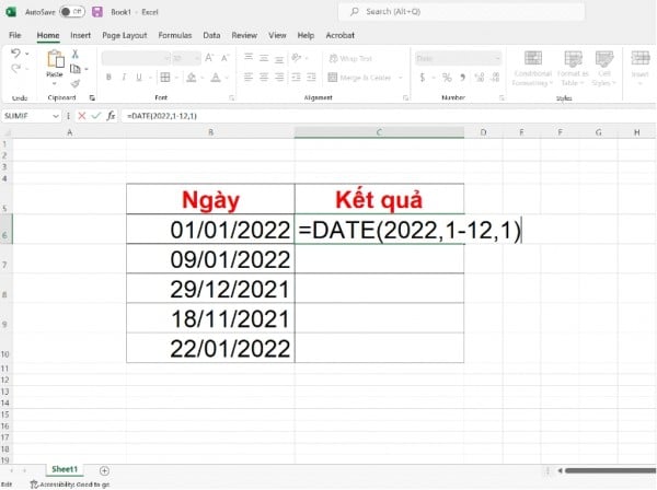 Cách tính ngày trong Excel giữa 2 mốc thời gian 