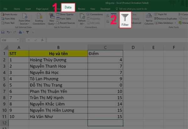 Cách cộng các ô được lọc bằng Subtotal trong Excel